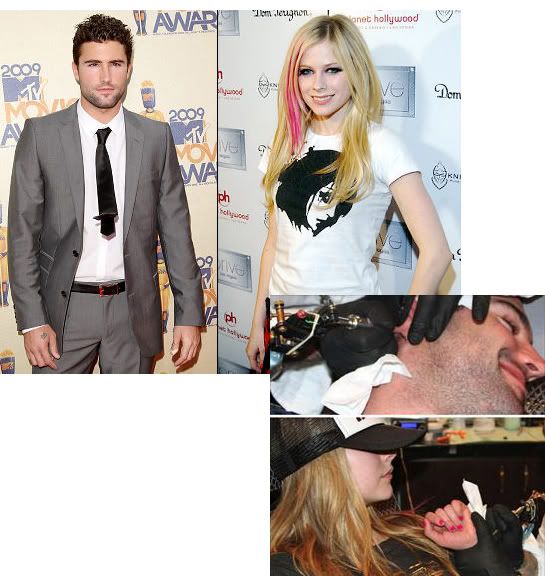 brody jenner,avril lavigne,tattoos,matching,same tattoo,lightning bolts,