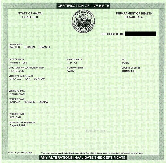 birth certification