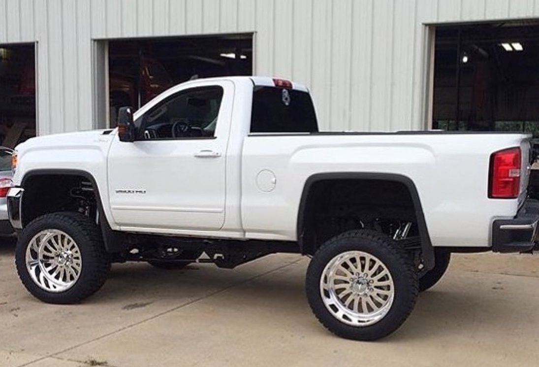 2015 Duramax Single Cab Both from the factory and with lifts/wheels/tires. The back of the cabs and windows aren't quite right but oh well.