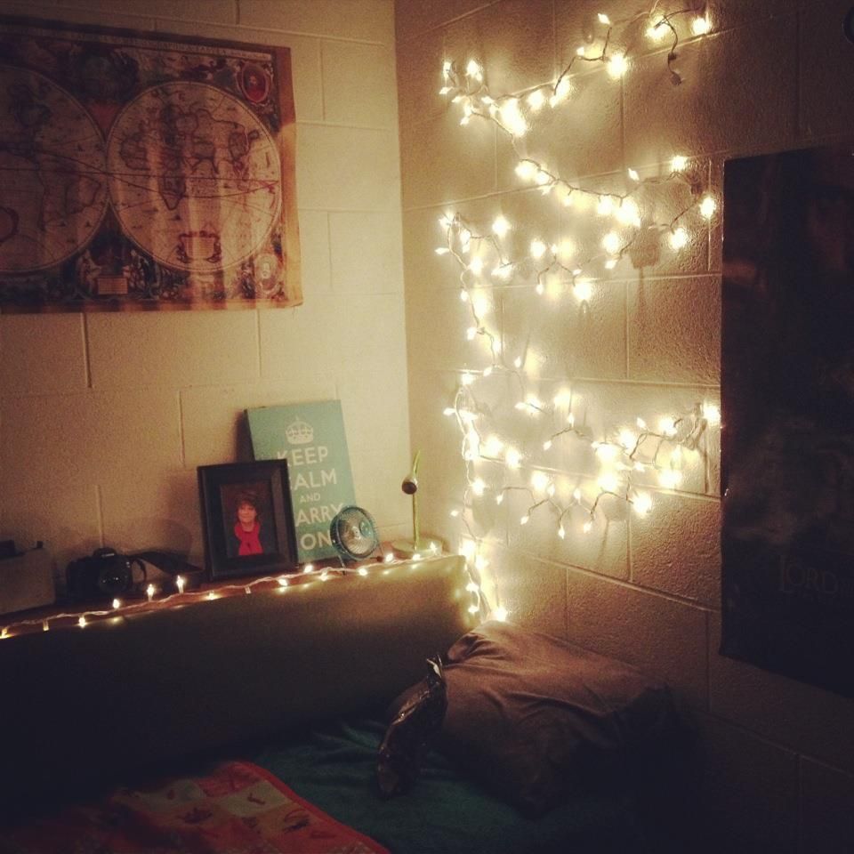 Christmas lights make for a cozy room. :)