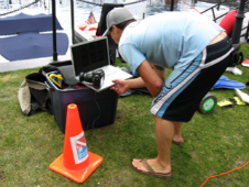 Divers inputting milfoil survey data