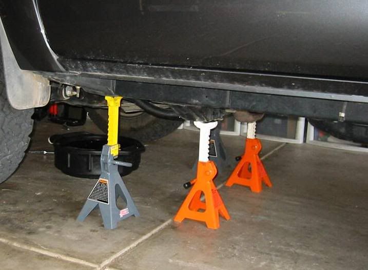 where exactly to place axle/jack stands on the front end Toyota