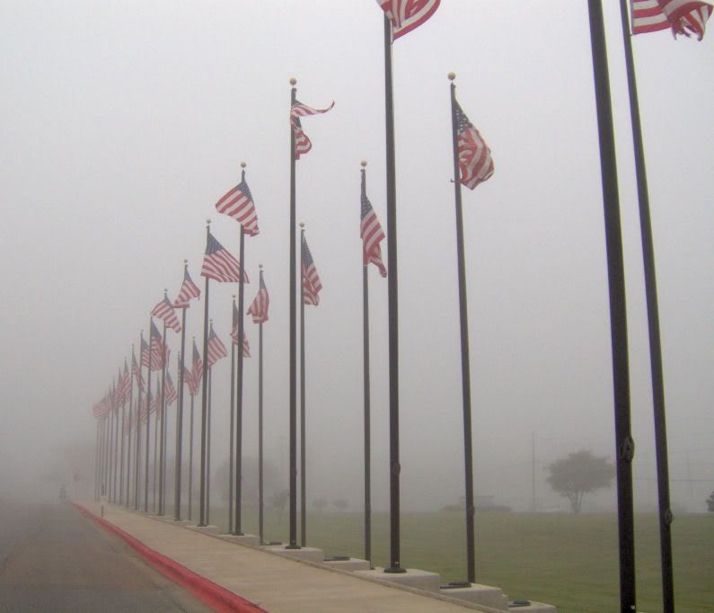 Flag Poles in fog