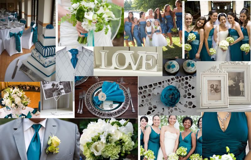 Selection of White and Teal Wedding Cupcakes