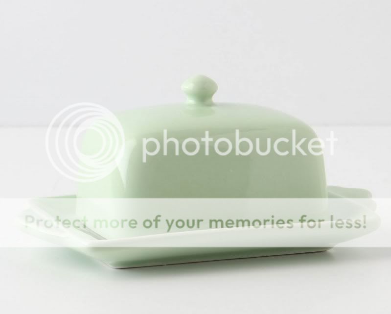 AnThRoPoLoGiE ~ Vintage Mint Green Mini BUTTER DISH Earthenware 